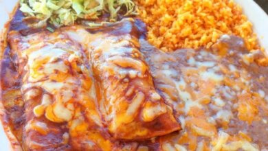 BEEF ENCHILADAS with extra cheese on top!!!