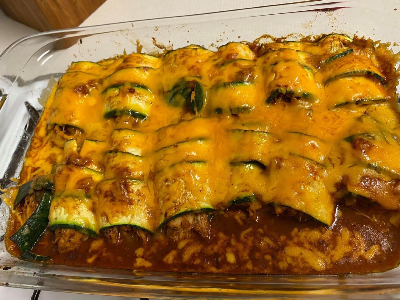 Chicken Stuffed Zucchini Enchiladas