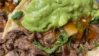 Open face grilled Steak tacos + Guacamole