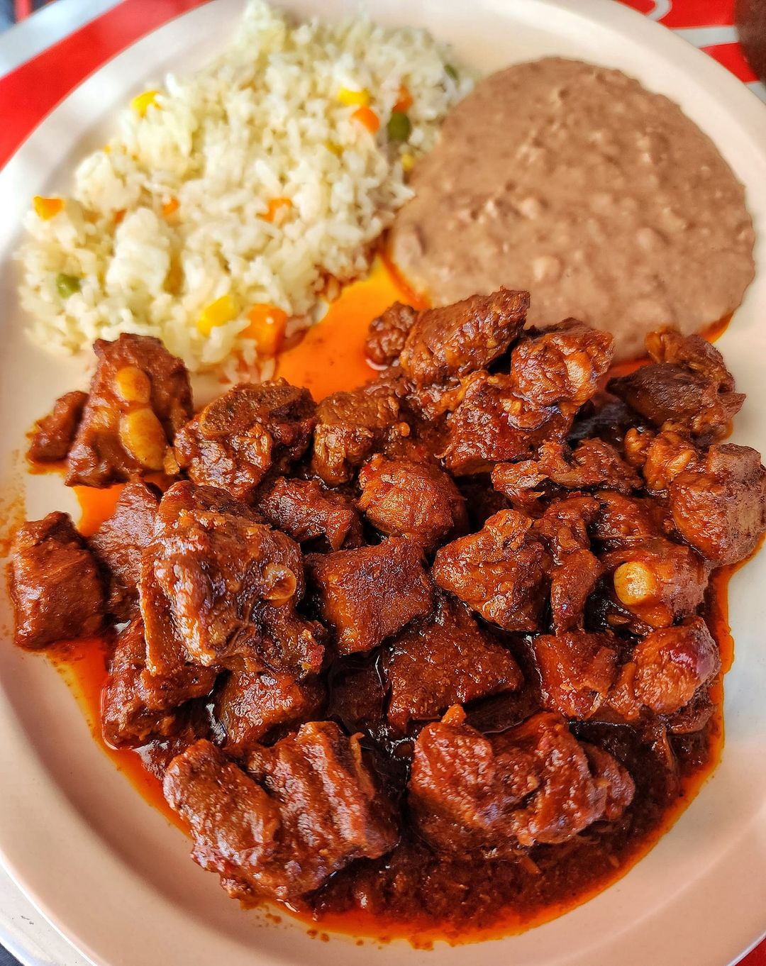 Pork roast with rice and beans