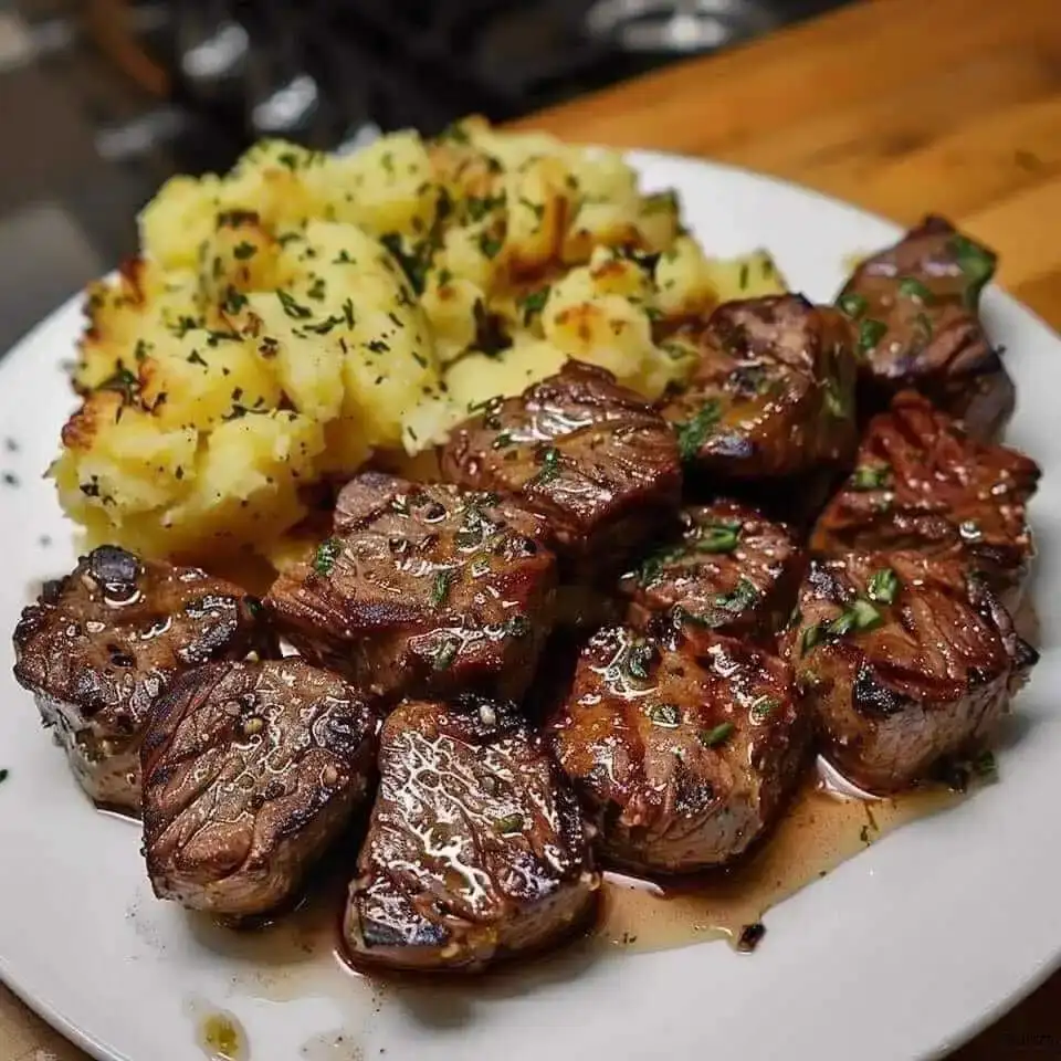 garlic-butter-steak-bites-cheesy-smashed-potatoes